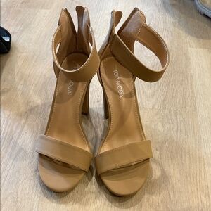 TOP Moda Women's Tan Ankle Strap Heels